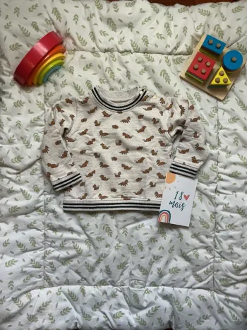 sweat col rond beige motifs renards 18 mois bout'chou
