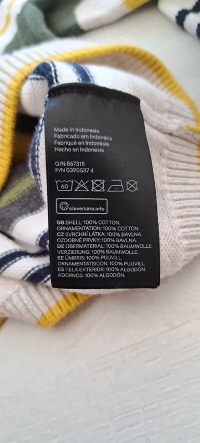 Pull rayé H&M- taille 80 cm - automne hiver printemps - 100% coton - photo numéro 4