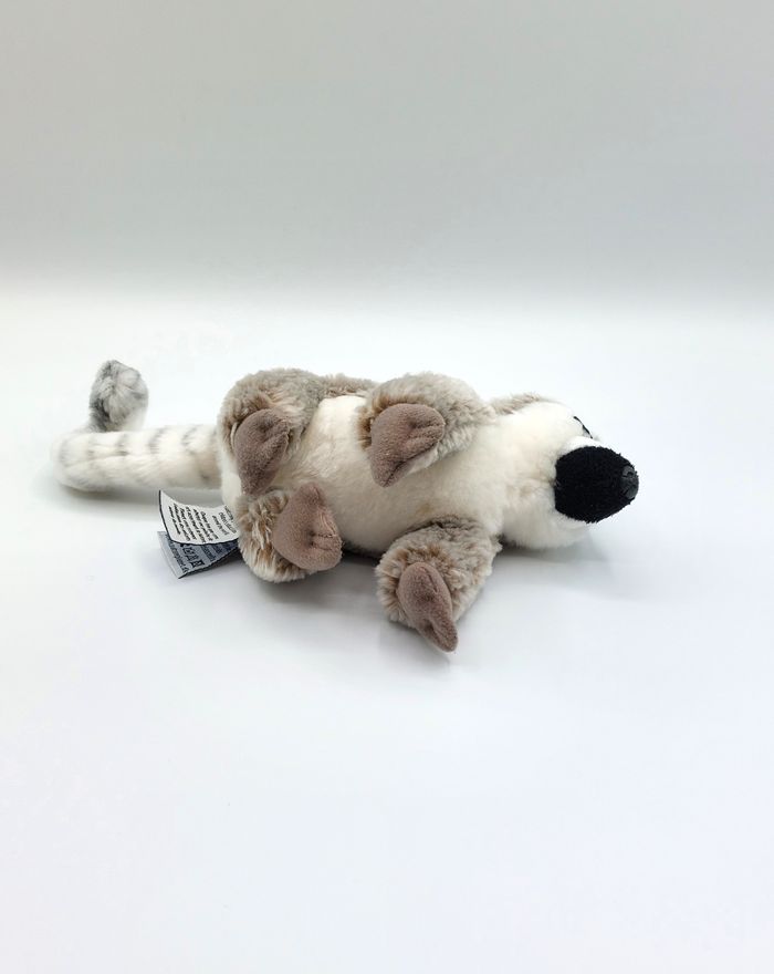 Petite peluche doudou lémurien beige chiné blanc NATURE PLANET longueur 21 cm - photo numéro 7