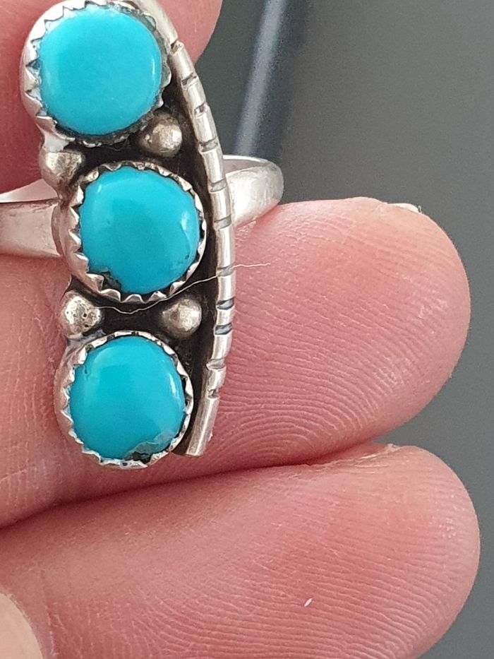 Bague ameridienne native turquoise et argent - photo numéro 3