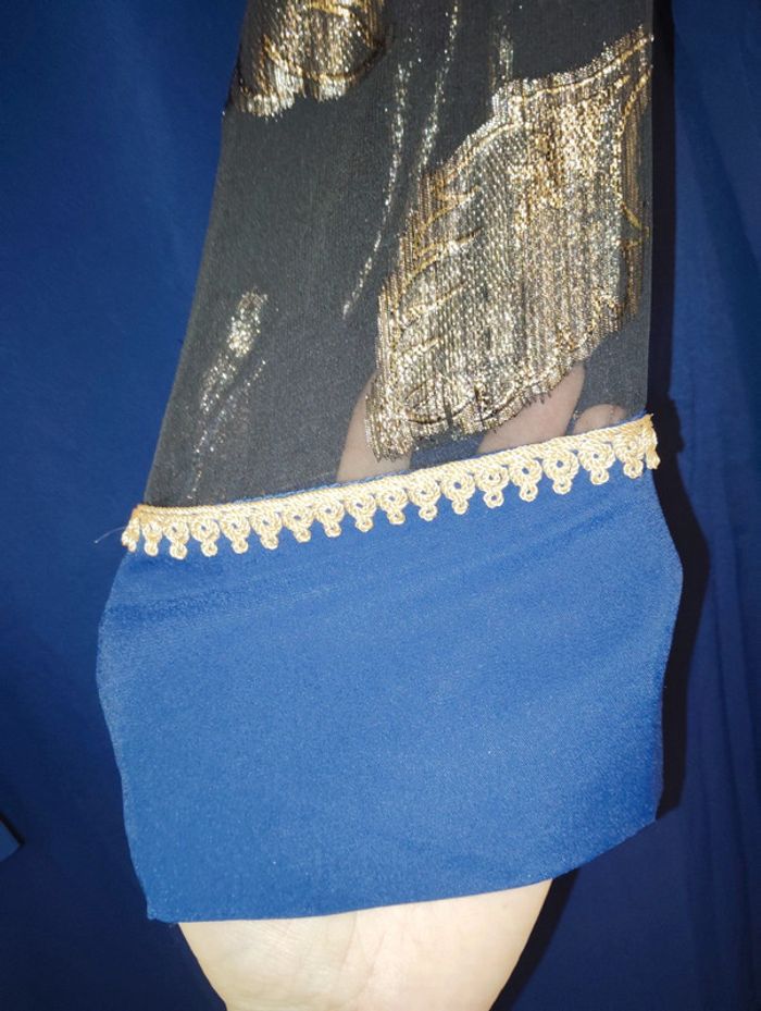 Caftan/robe fille bleu nuit et noir taille L - photo numéro 7