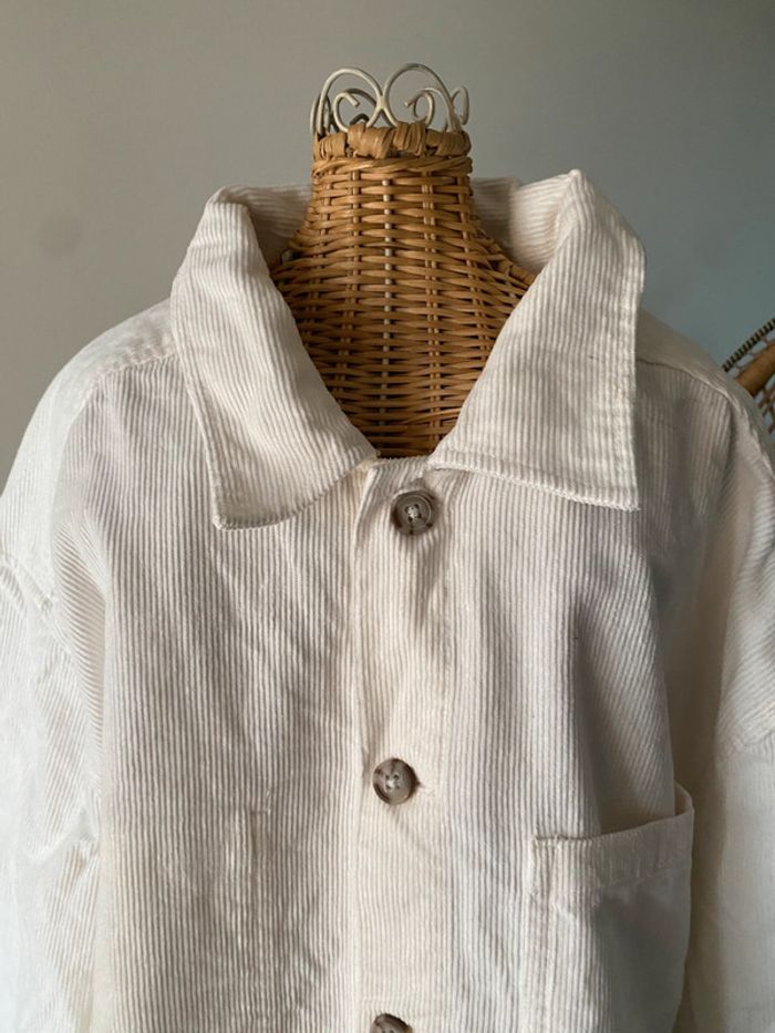 Veste Chemise Kiabi regular fit en velours côtelé blanc crème taille L - photo numéro 3