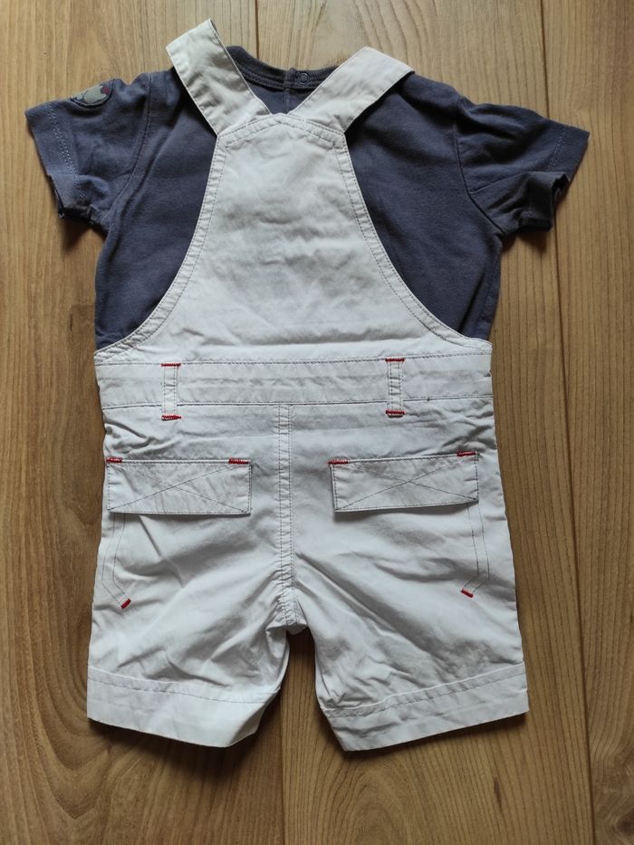 Salopette courte + t-shirt 6 mois Vertbaudet - photo numéro 2