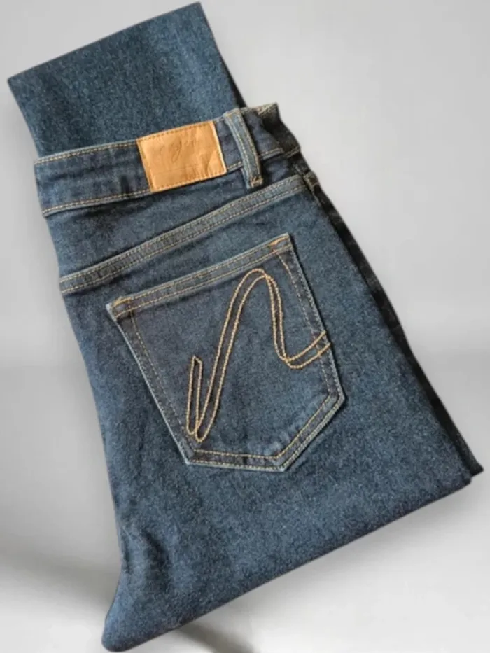 jean marque francaise Nagev ,coupe slim fit ,taille haute ,texture stretch ,coton organique - photo numéro 9