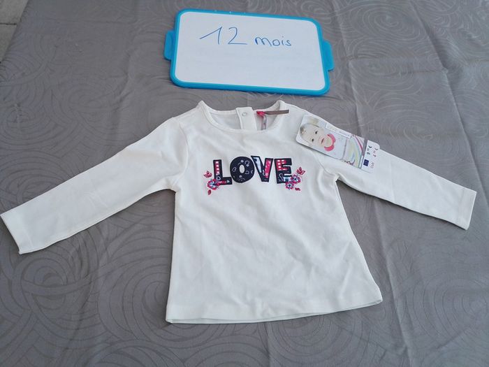 Ensemble robe + tshirt manches longues 12 mois neuf étiqueté - photo numéro 3