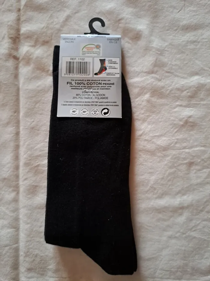 Paire de Chaussettes Noires Homme Sport'ring - Taille 39/42 - photo numéro 2