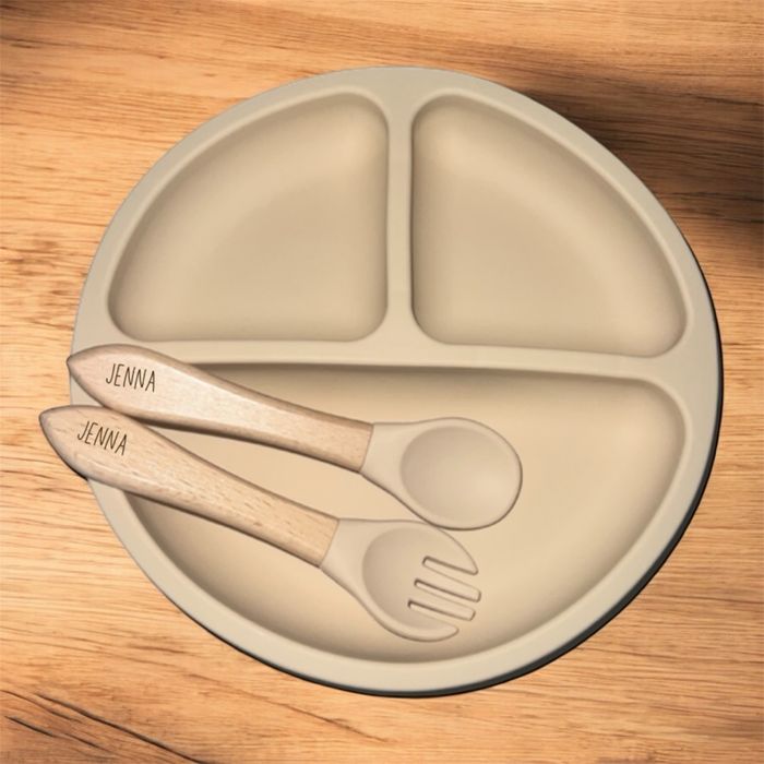 Set repas en silicone assiette+couverts personnalisés - photo numéro 5