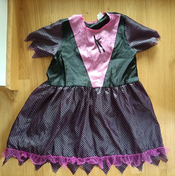 Déguisement sorcière Halloween fille robe 9 11 ans violet noir pois TBE