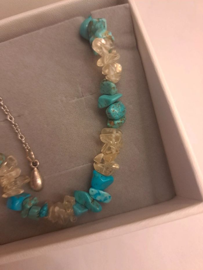 Bracelet pierre semi précieuses bleu et transparent - photo numéro 4