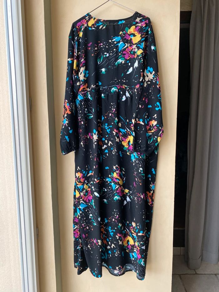Robe longue noire à motifs multicolores S.E.N 44 - photo numéro 8