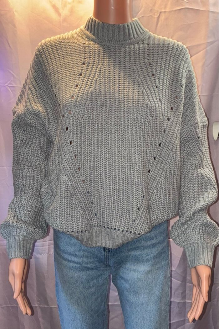 Pull Oversize Gris Chiné Jennyfer - Maille Torsadée & Détaillée - Taille XS - photo numéro 6