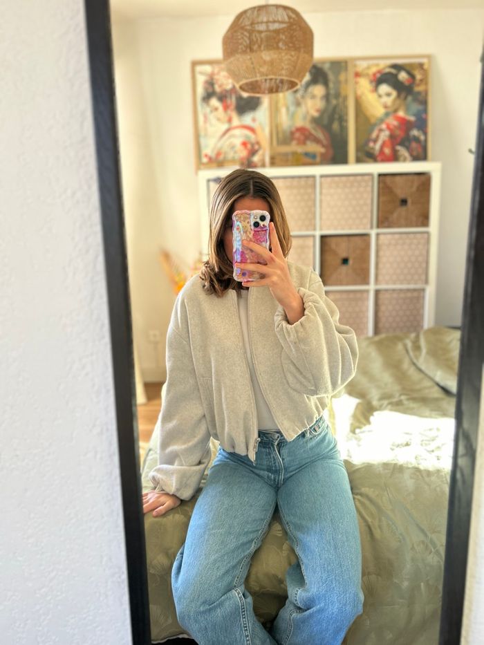 Veste bomber femme court gris Zara