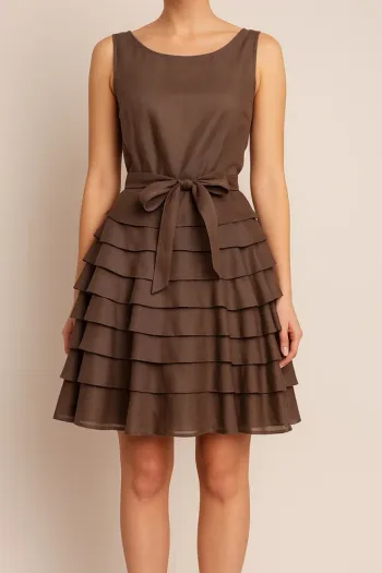 Robe ZARA 100% soie – Taille M – Marron chocolat