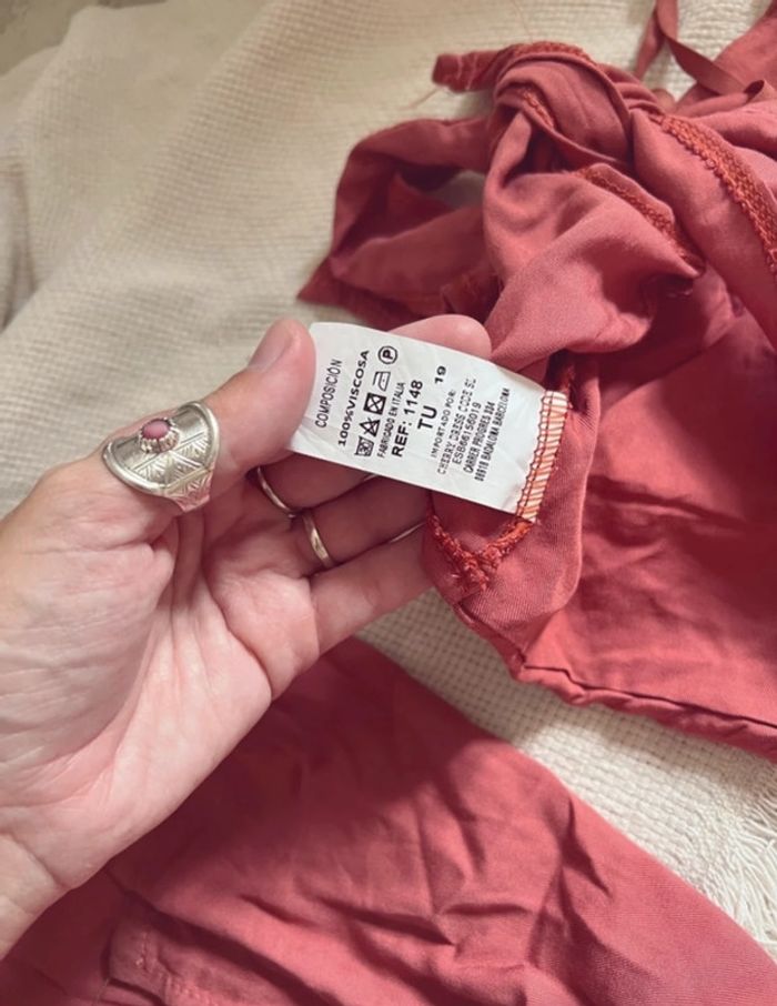 Ensemble haut court à nouer et pantalon large bohème - photo numéro 4