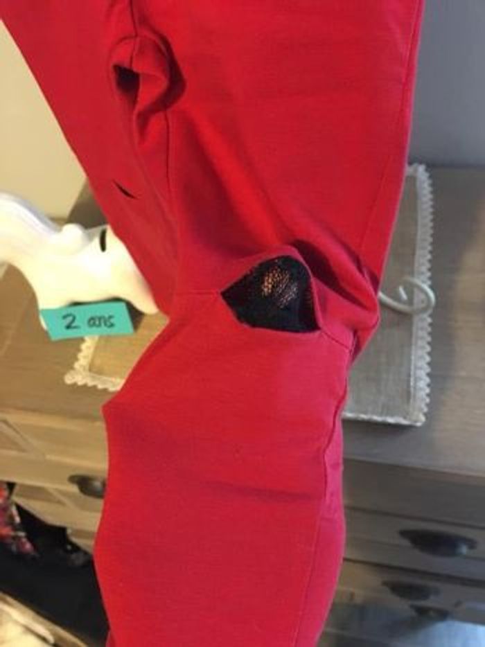 Ensemble fille 24 mois pantalon effet déchiré aux genoux dentelle et t-shirt chat - photo numéro 4