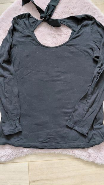 T-shirt manches longues noir paillette nœud Etam taille M