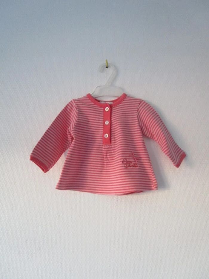 T-shirt rayé Pomme Framboise 3 mois TBE