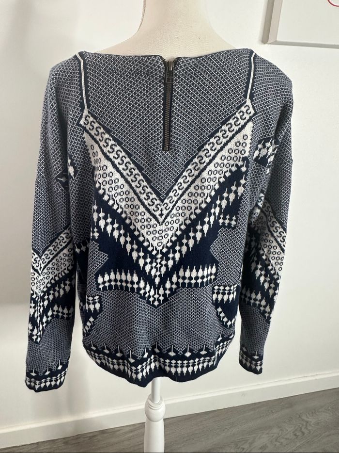 Pull en maille bariolée bleu marine et blanc Ekyog T34/36 S - photo numéro 4