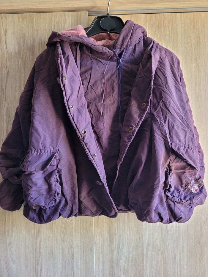 Manteau avec capuche et moufles fille 24 mois 86 cm Sergent-major - photo numéro 3