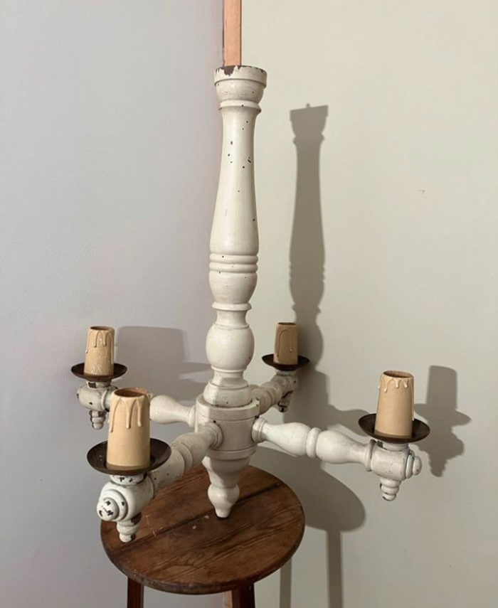 Vintage-Lustre en bois et métal-à réparer