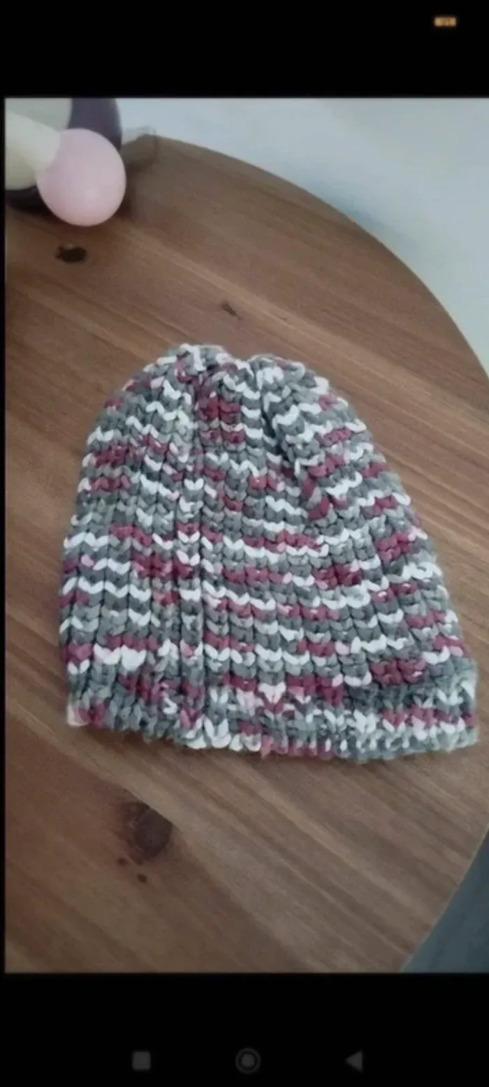 Ensemble bonnet écharpe kaki bordeaux beige 250 x 18 cm - photo numéro 3