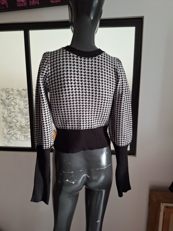 Pull femme 36 noir et blanc à carreaux - photo numéro 2