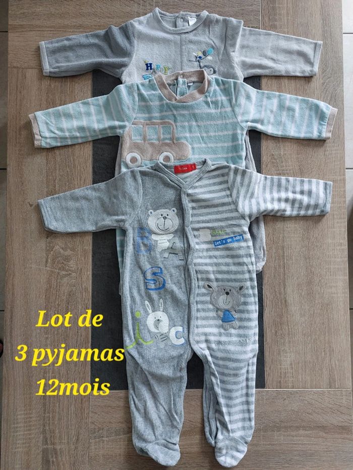 Lot de 3 pyjamas 1 pièce 👦 12mois