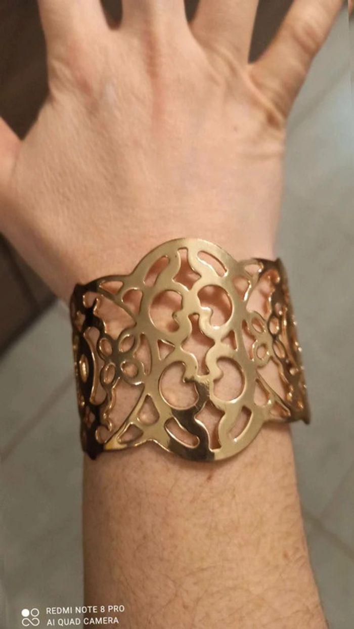 Bracelet manchette dore ajustable