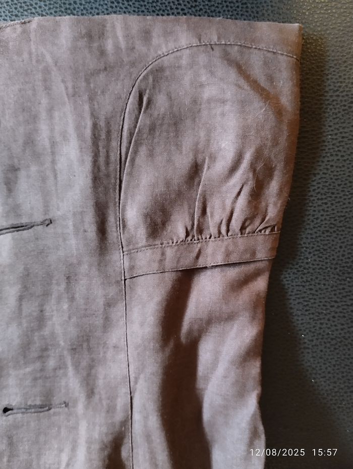 Veste chocolat en lin Phildar taille 38 - photo numéro 4