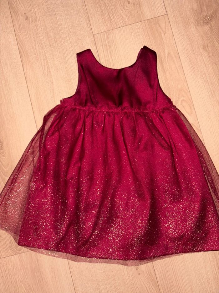 Robe de soirée fille 94 cm bordeau noeud papillon paillette