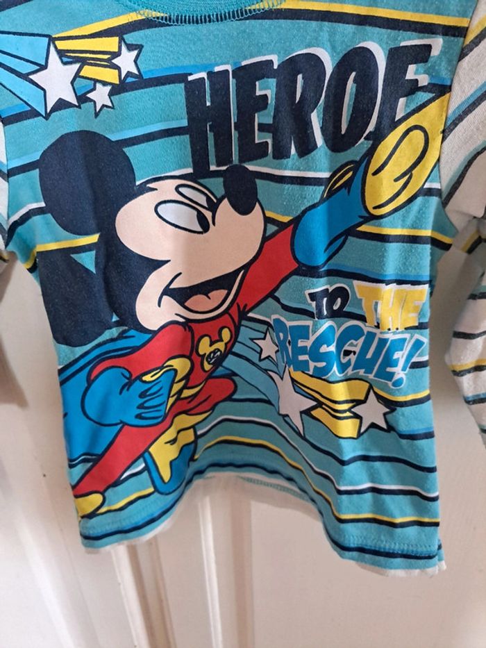 Tee-shirt manche longue mickey bleu clair 24 mois disney - photo numéro 3