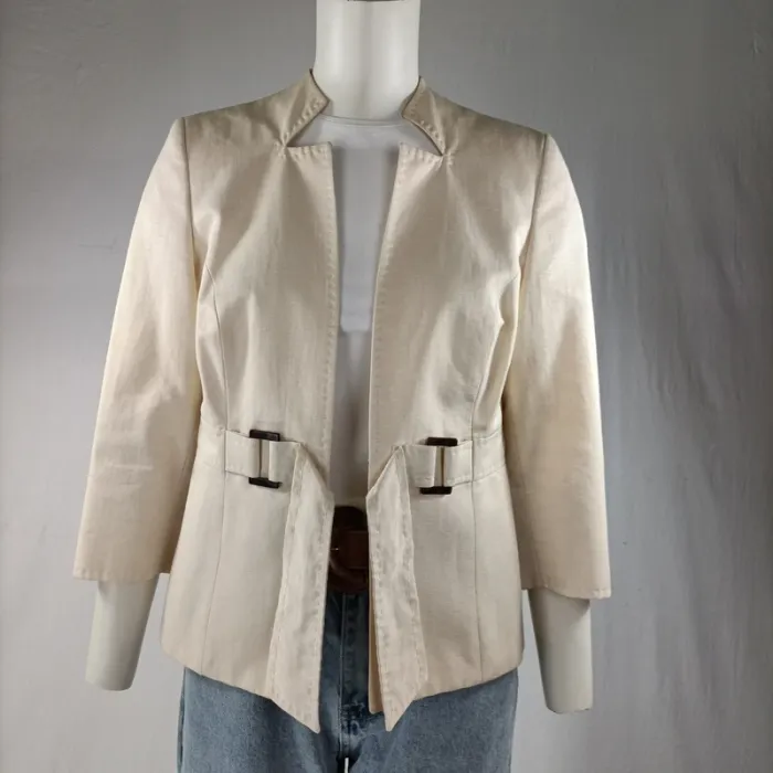 Veste cintrée , habillée élégante blanc cassé, crème- 1 2 3 - ceinture Taille 38 - LE