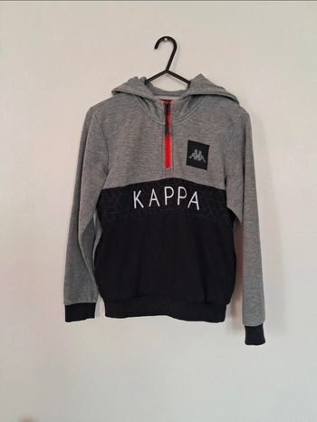 Sweat à capuche 10 ans Kappa  Gris & Noir  Style Sportswear