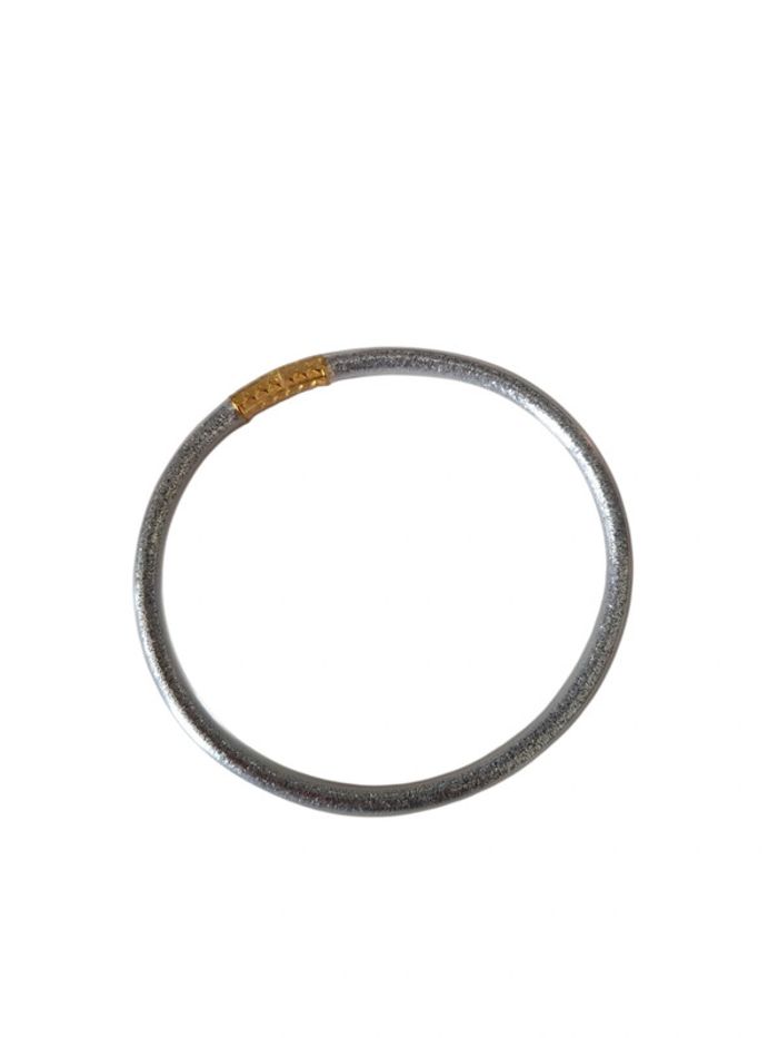 Bracelet jonc bouddhiste tibetain plastique brillant pailleté argentée
