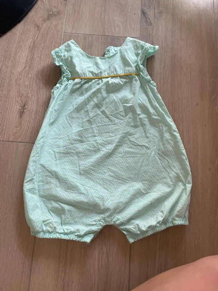 Combinaison barboteuse vert menthe et jaune