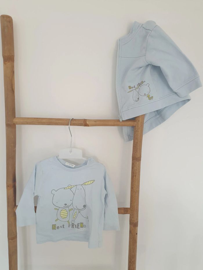Ensemble veste et tee-shirt 9 mois bleu