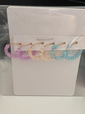 Idée cadeau Noël - Lot de 3 boucles d’oreilles créoles avec perle