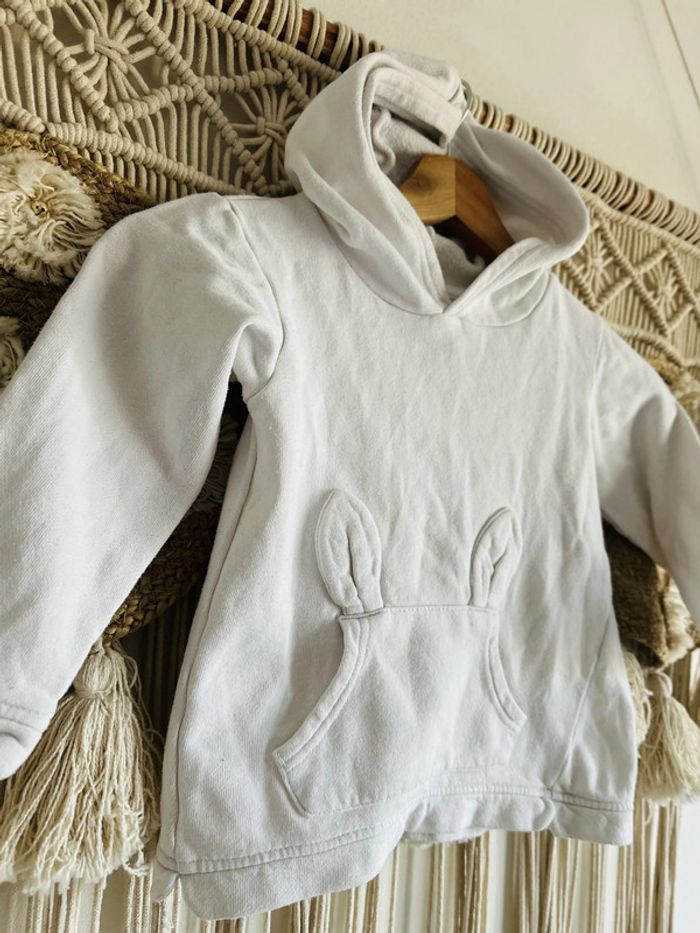 Sweat à capuche blanc 36 mois - photo numéro 3