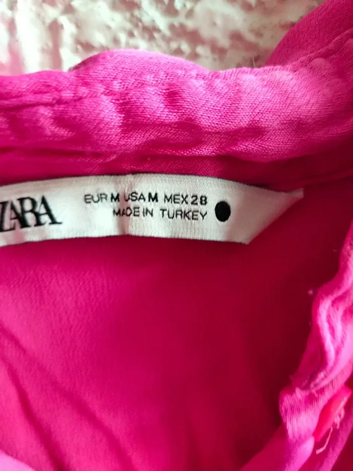 M chemise manche longue en satin rose zara taille M - photo numéro 5