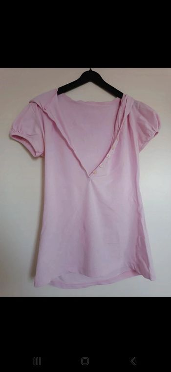 Tshirt à capuche moulant rose bonbon - taille L/XL