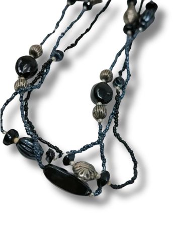 Sautoir Vintage 3 rangs en perles de verre ✨