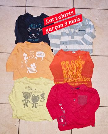 Lot t-shirts garçon 9 mois