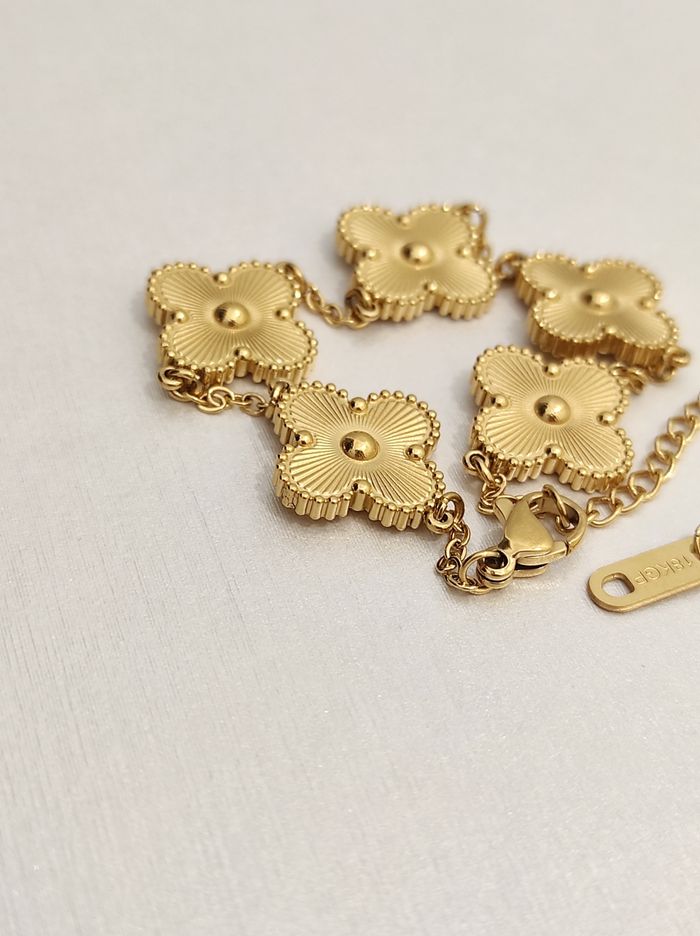 Bracelet tréfle à quatre feuilles plaqué or 18carats - photo numéro 3