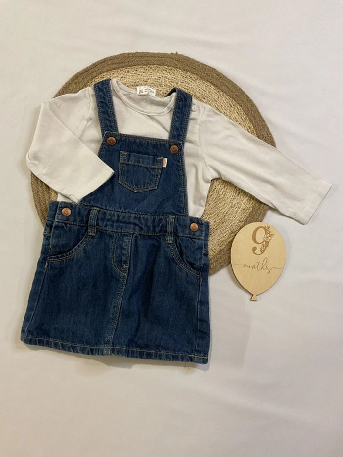Ensemble haut manche longue salopette jupe robe fille