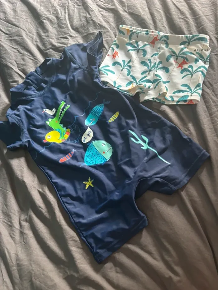 Combinaison anti uv 3 ans + maillot de bain 2 ans