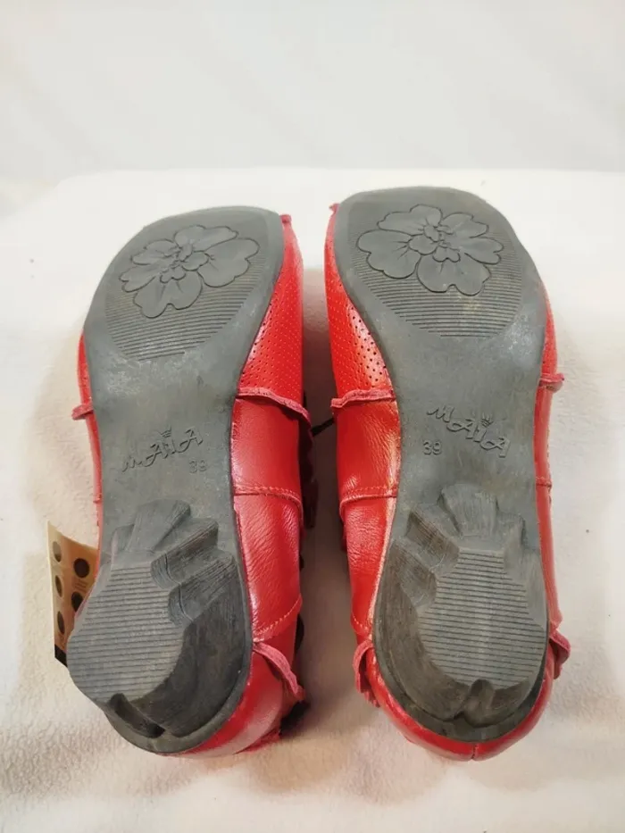 Chaussures femme cuir véritable Maia cuir rouge T 36 vintage - photo numéro 10