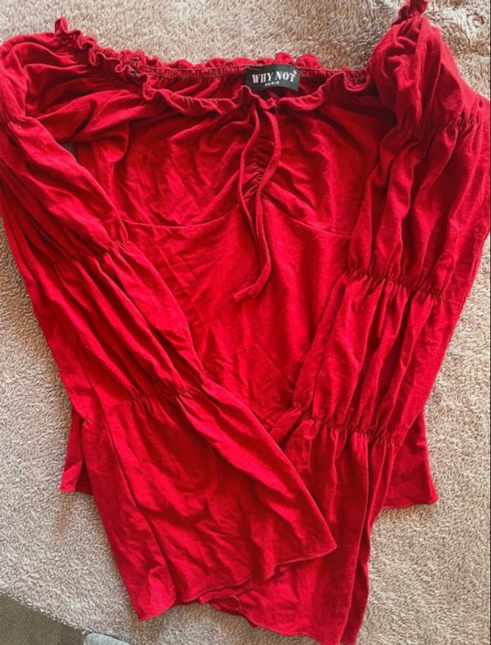 top rouge épaules dénudées Why Not Paris - taille M - élégant et tendance