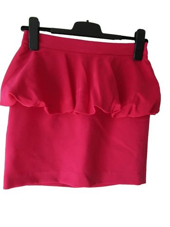 jupe crayon en 89%polyester 11%élasthanne couleur rose vif  marque zara taille indiquée S = 36/38
