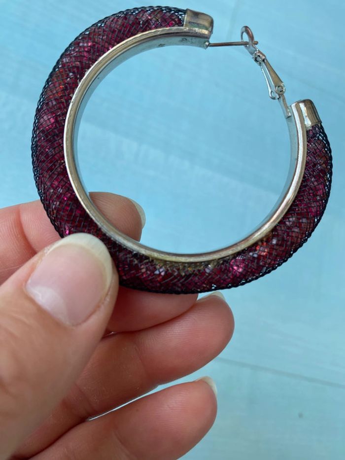 Créoles cristaux de Swarovski roses - photo numéro 3