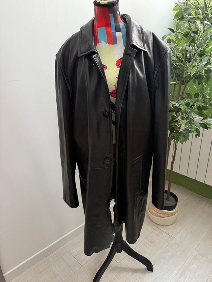 Long manteau en cuir vintage Chevignon Taille XL